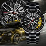New Top Men Stainless Steel Watches Mens Car Wheel Hub Leather Quartz Watch For Male Military Sport Watch Relogio Masculino Hot