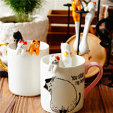 Hot SALE Kitchen Tool Novelty Gift Ceramic Cartoon Cute Cat Animal Spoon Hanging Coffee Dessert Spoon Unique Ice Cream Flatware