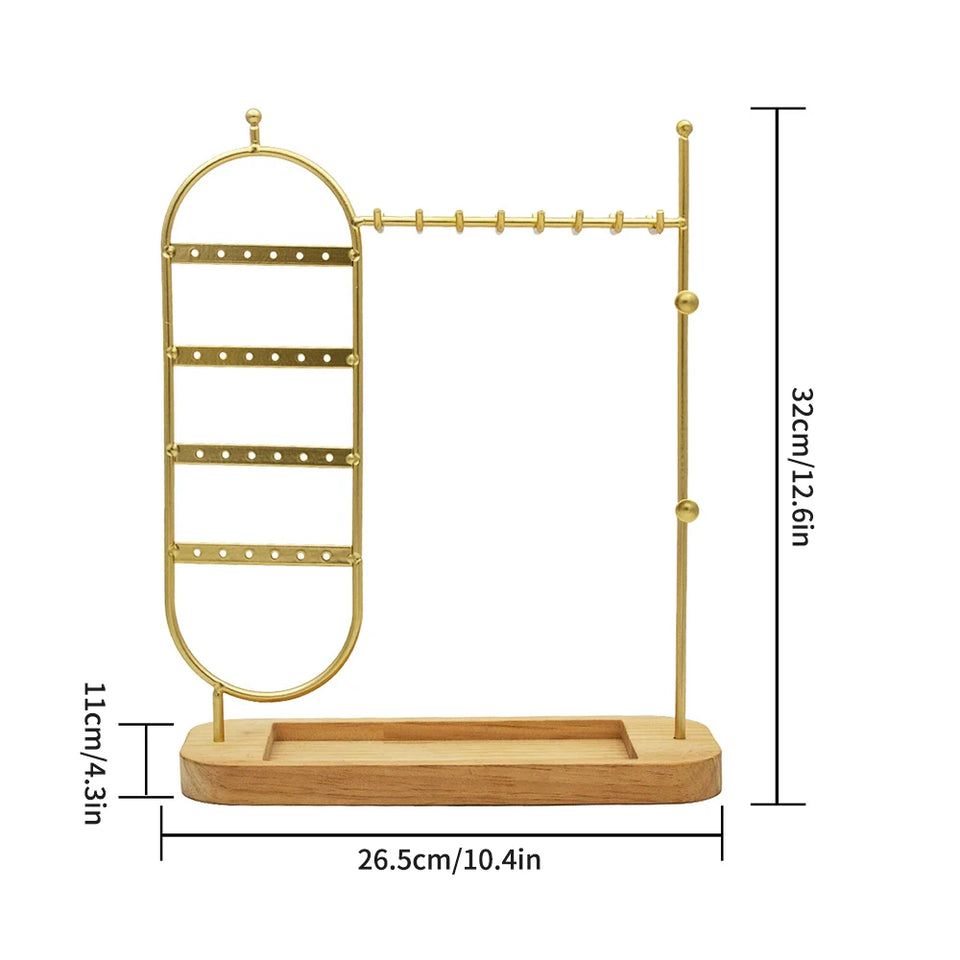 1 desktop solid wood base jewelry rack suitable for organizing and storing watches, earrings, bracelets, necklaces, etc