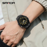 SANDA Top New 6283 Dual Display Multifunctional Student Electronic Watch Alarm Clock Night Light Waterproof Sports Student Watch