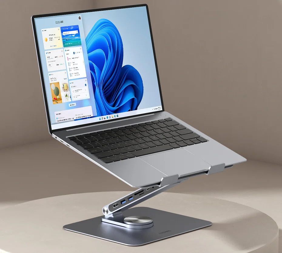 Hagibis Adjustable Aluminum Laptop Stand for Desk with USB C Dock Ergonomic Laptop Riser USB C Hub For Macbook Windows Notebook
