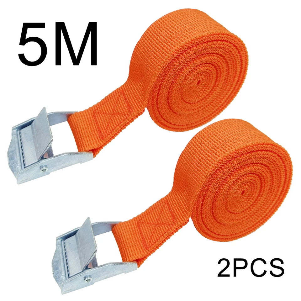 2pcs 5M Car Tension Rope Tie Down Strap Strong Ratchet Belt Car Luggage Bag Cargo Lashing Strap for Truck Motorcycle Bike Boat