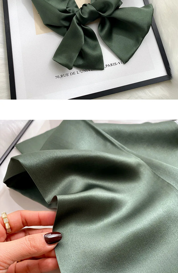 Fashion Design 100% Real Silk Skinny Scarves Handle Bag Ribbons Foulard Tie Hair Band Neckerchief Print Headbands For Women