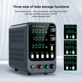 Wanptek Adjustable DC Power Supply 30V 60V 5A 10A Lab Bench Power Supply USB Interface Fast Charging Preset Voltage and Current