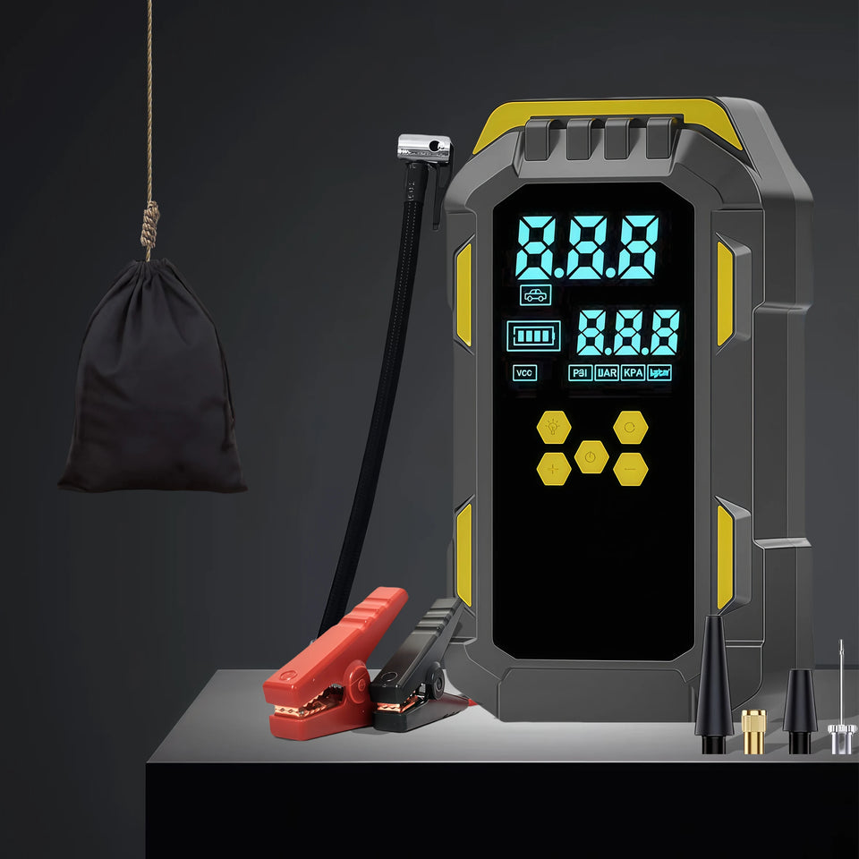 Heavy-Duty Car Jump Starter with 150PSI Air Compressor - Overload-Protected Emergency Power Bank, Suitable for Cars, SUVs