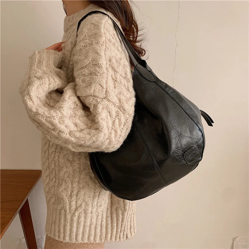 Womens Hand Bags Soft PU-Leather Shoulder Bags Ladies All-Matching Shopping Dating Bag Large Capacity Crossbody Bag Gift