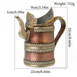 Tibetan Butter Tea Pot,Copper Barley Pot Mongolian Milk Tea Pot Nepalese Handcrafted Water Offering Pot Tibetan-Style Tea Set 1L