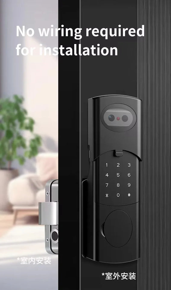 Outdoor Waterproof Smart Tuya Wifi Lock 3D Face Recognition Digital Code Keyless App Fingerprint Lock With Rechargeable Battery