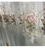 New Arrivals Peony Embroidery Tulle Curtain for Living Room European Elegant Flower Embroidery Sheer Voile Drapes for Bedroom
