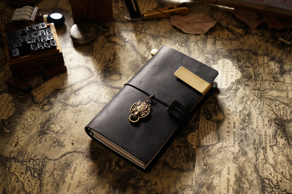 Refillable Leather Travel Notebooks Diary, Retro Handmade Leather Portable Travel Journals Sketchbook for School Office Supplies