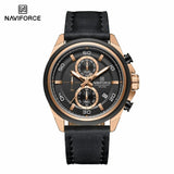 Original NAVIFORCE Business Luxury Leather Strap Men Watches Sports Chronograph Watch for Man 3ATM Waterproof Quartz Wristwatch
