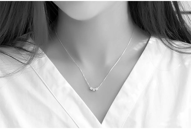 REETI New Arrivals real 925 Sterling Silver Three squares Necklaces Pendant Hot Sale Pure Silver Jewelry for Women