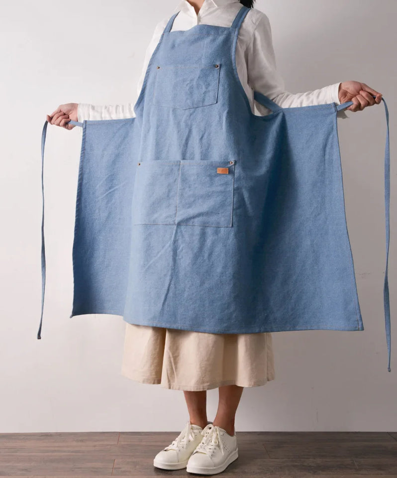 Cotton Denim Aprons Gardening Coffee Shop Kitchen Cooking Baking BBQ Cleaning Painting Restaurant Stylish Design Florist Apron