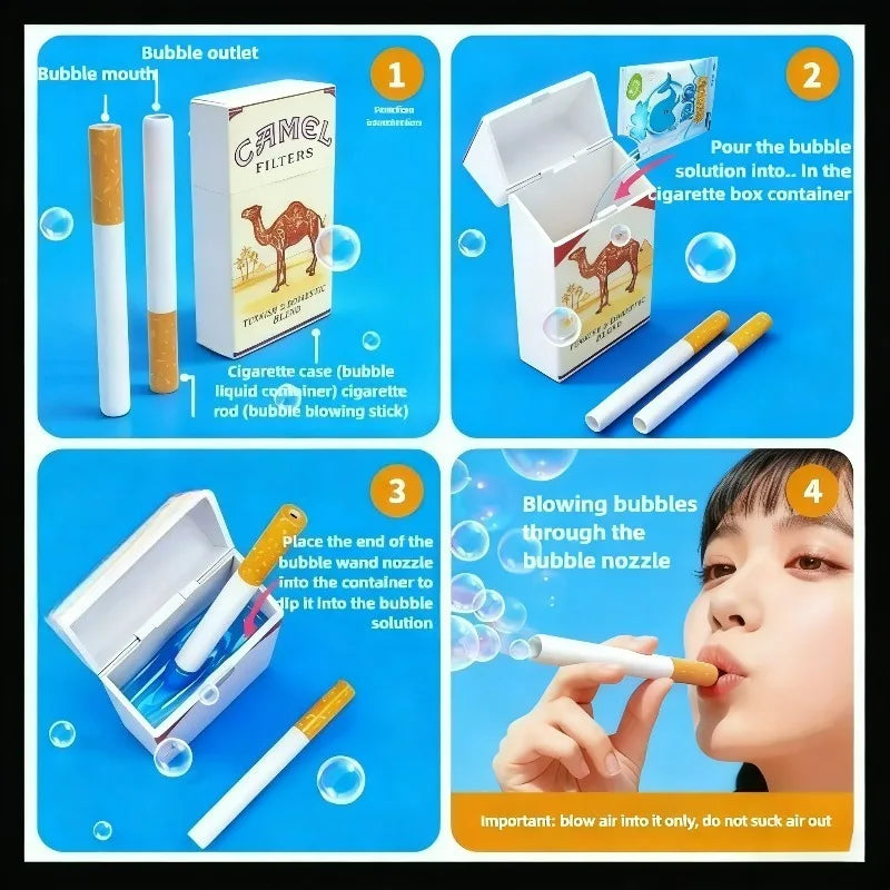 Portable Bubble Cigarette Box - Funny Prank Gag Gift for Adults, Outdoor Party & Office Decompression Toy