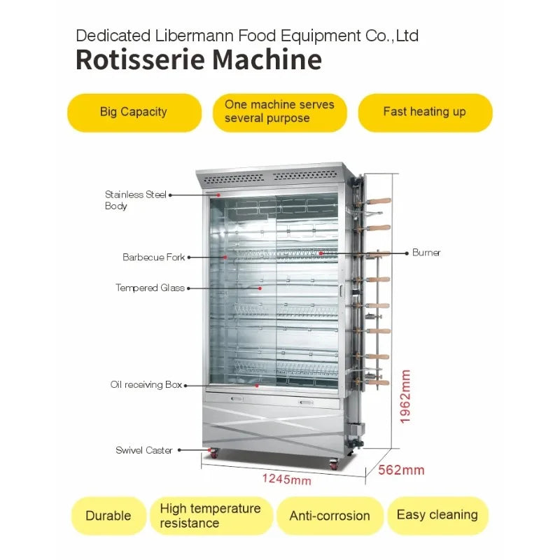 Commercial Rotisserie Chicken Grill, Rotary Roasting Machine for Restaurant