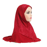 New Arrivals 70*60CM Women Crystal Hemp Turban Hats Lace Splicing Muslim Head Wrap Fashion Scarves Hijab For Lady