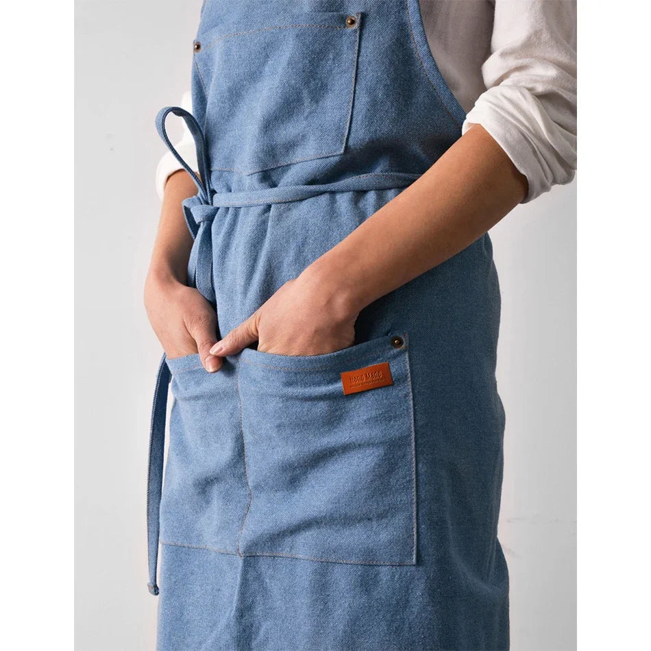 Cotton Denim Aprons Gardening Coffee Shop Kitchen Cooking Baking BBQ Cleaning Painting Restaurant Stylish Design Florist Apron