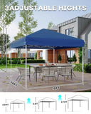 10x10 FT Pop Up Canopy Tent with 3 Adjustable Heights – Outdoor Sun Shade Shelter, 4 Sandbags & Carry Bag, for Parties & Events