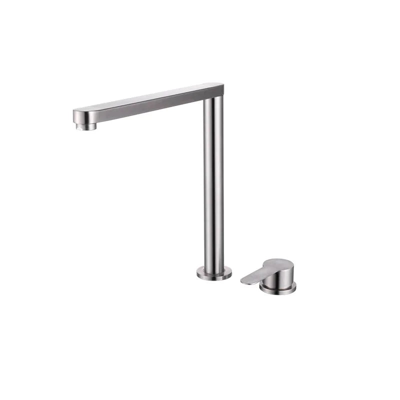 Hidden Lifting Folding Kitchen Faucet 304 Stainless Steel Sink Faucet Hot and Cold Mixed Water Separate Sink Tap Dual Holes
