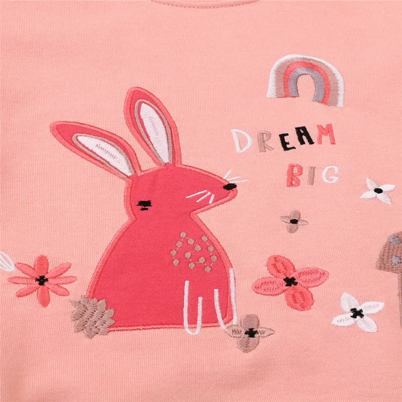 Jumping Meters 2-7T New Arrivals Girls Sweatshirts Bunny Applique Toddler Clothing Hooded Tops Autumn Spring Baby Costume