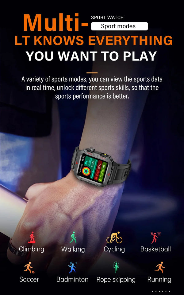 2025 New LED Men's Smartwatch 1.73" Screen Bluetooth Answer Call Smartwatch Multi Sport Modes Health Monitoring Fitness Watches