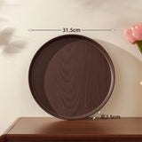 Walnut Wood-Grain Round Serving Tray-Multi-Purpose Plate for Coffee, Bread, Pastries & Tea Set Storage, Ideal for Tea Ceremonies