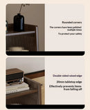 Walnut Wood Living Room Cabinet Storage Dresser Drawer Display Cabinet TV Stand Sideboard Organizer Cup Rack Included Cabinet