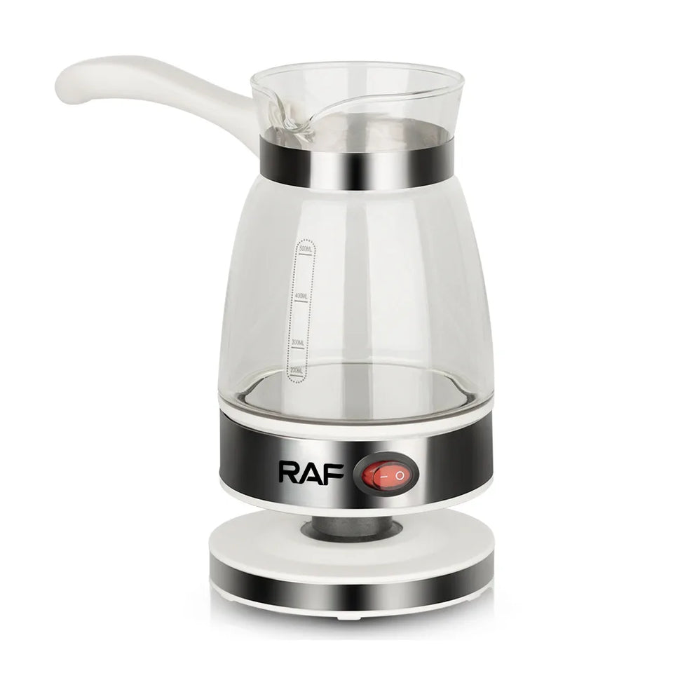 Electric Coffee Maker Glass Turkish Coffee Pot Italian Mocha Tea Milk Heating Machine Portable for Household Office 5-6 Cups