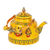 1.7L Tibetan Style Porcelain Enameled Teapot Chinese Ethnic Characteristic Milk Tea Infuser Enamel Boiling Water Kettle