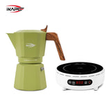IKAPE Espresso Moka Pot and infrared ceramic hob Set,220V With Temperature Control Stovetop Espresso Machine For Coffee Lover