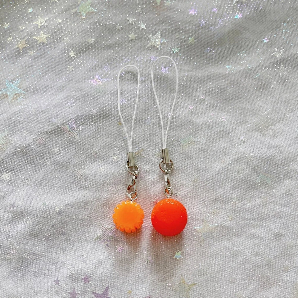 Set of 2 Cute Orange Phone Charm, Kawaii Fruit Lanyard Strap, Mobile Cellphone Electronic Accessory, Kawaii Gift Idea