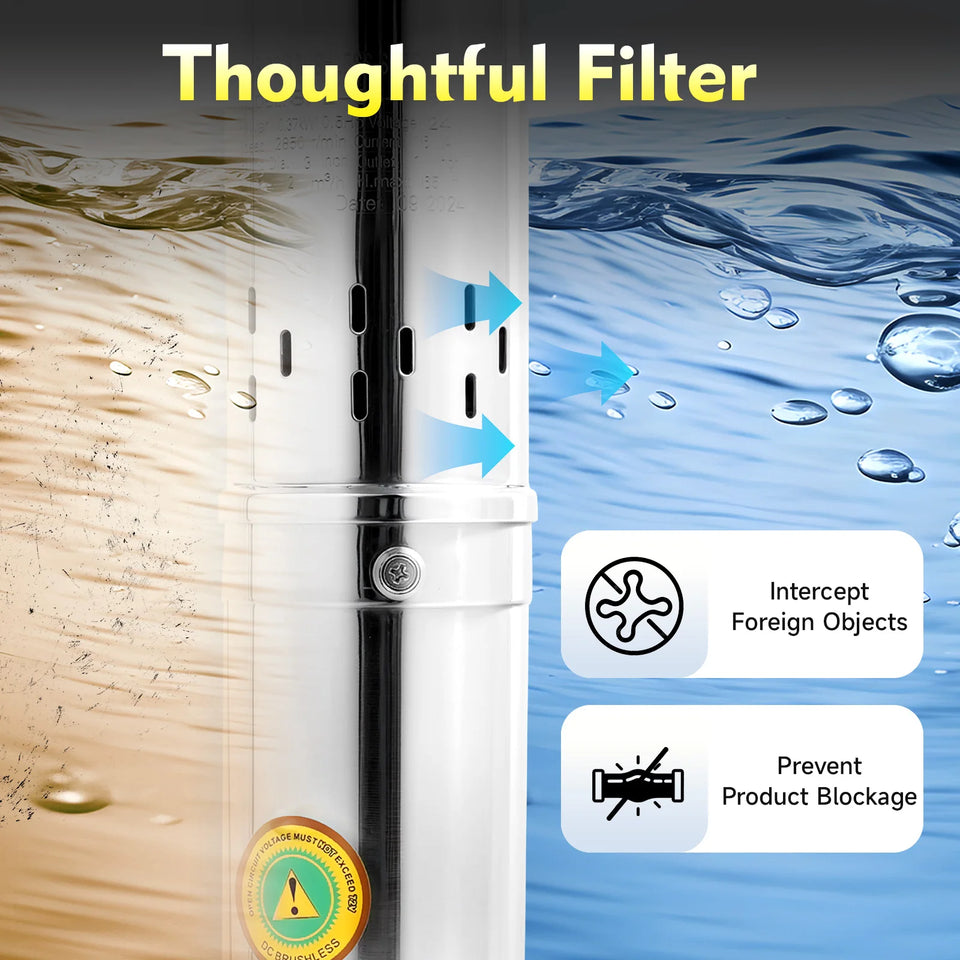 24V DC Submersible Well Pump for Solar System Stainless Steel 65m Deep Water Pump Pure Copper Motor 370W 2m³/h Flow for Farm