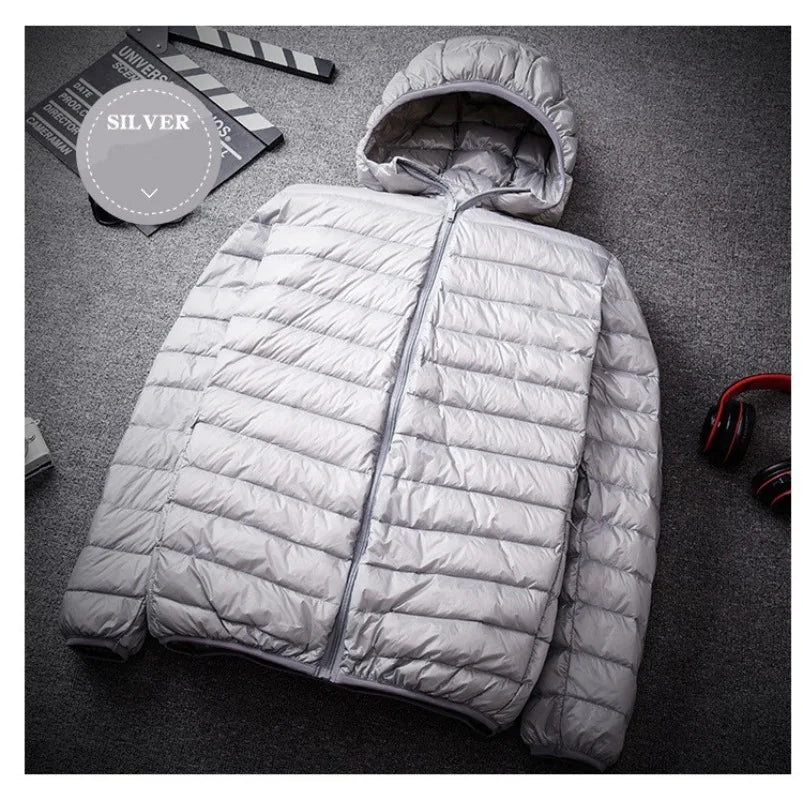 2023 New Arrivals Men's Fashion Hooded Puffer Jackets Autumn Winter Keep Warm White Duck Down Casual Men Down Coat