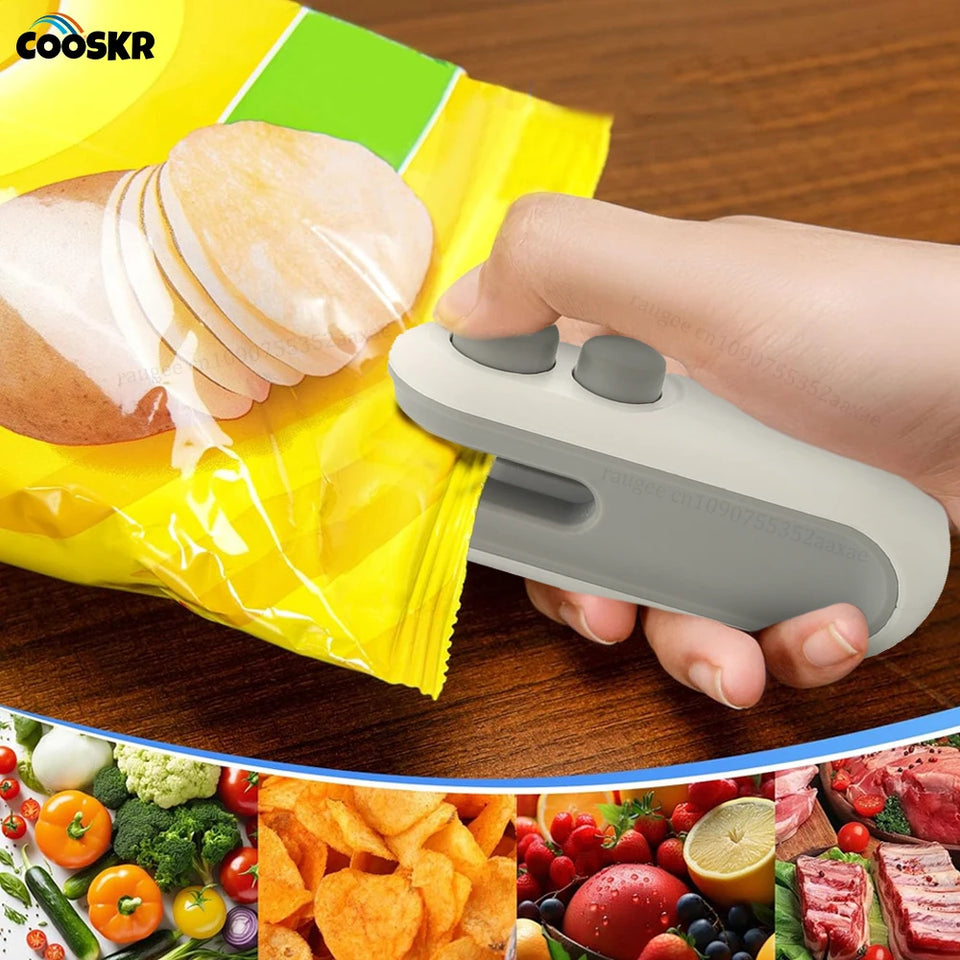 Mini Bag Sealer Portable Rechargeable Handheld Heat Vacuum Sealer 2 in 1 Sealer and Cutter for Plastic Bags Food Storage