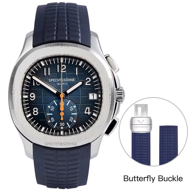 New Arrivals Specht&Sohne Brand Men Quartz Watches 40MM Rose Gold Stainless Steel  Male Functional 5167 Sports Wristwatch 5Bar