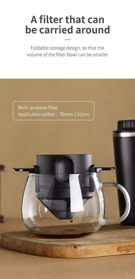 304 Stainless Steel Portable Coffee Filter Drip Coffee Tea Holder Reusable Mug Coffee Dripper Tea Cup Set Coffee Pot Coffeeware