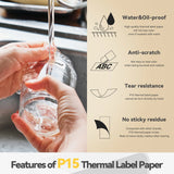 Labelwell 5/10PK P15 Thermal Label Sticker 12x40mm 15x30mm Label Tape Compatible for Marklife P15 P12 P11 L12 D30 Label Printer