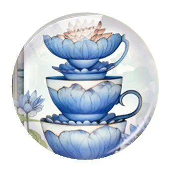 Handmade Teacup Coffee Cup Flower Photo Glass Cabochon Flatback Demo Flat Back Cameo For Diy Jewelry Making Supplies Accessories