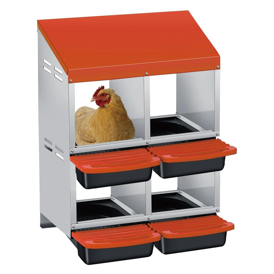 Multi-Compartment Metal Chicken Nesting Box Automatic Roll-Out Egg Collection Waterproof Steel Laying Box for Hens Ducks Rabbits
