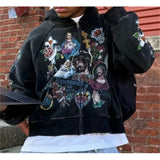 Women's Zip Up Hoodie Jacket Graphic Print Long Sleeve Sweatshirt With Pocket For Casual Streetwear, Cozy Travel, Gift For Teens