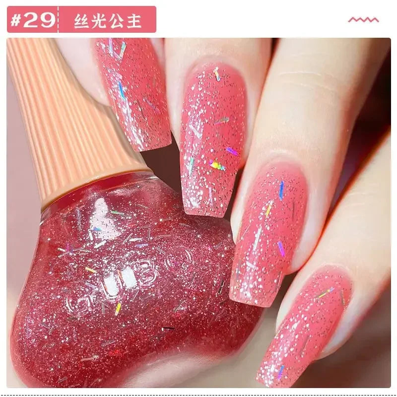New Oily Gel Nail Polish Glitter Sparking Autumn Winter Milk Coffee Color Varnish No Bake Quick Dry Nail Art Salon Nail Polish