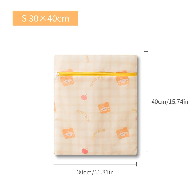 Cartoon Bear Laundry Bag Cute Print Washing Bag For Washing Machine Washroom Organize Dirty Clothes Storage Pouch Laundry Bags