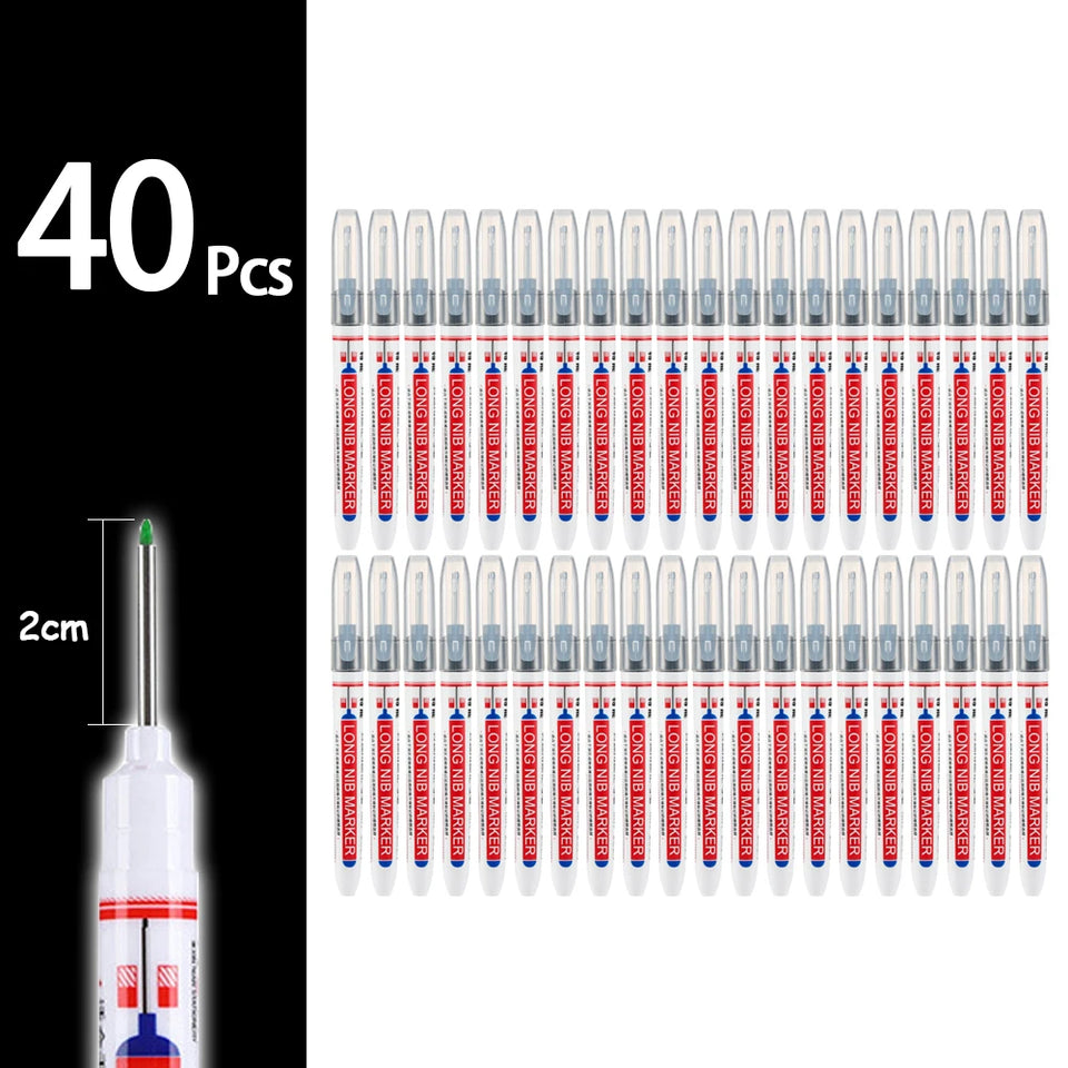 4-80Pcs 2cm Waterproof Long Head Markers Deep Hole Marker Pen for Metal Carpenter Red/Black/Blue/Green Ink Woodworking Tools