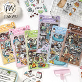JIANWU Good Collection Book Series Vintage Life Character Landscape Material Collage PET Sticker Creative DIY Journal Stationery