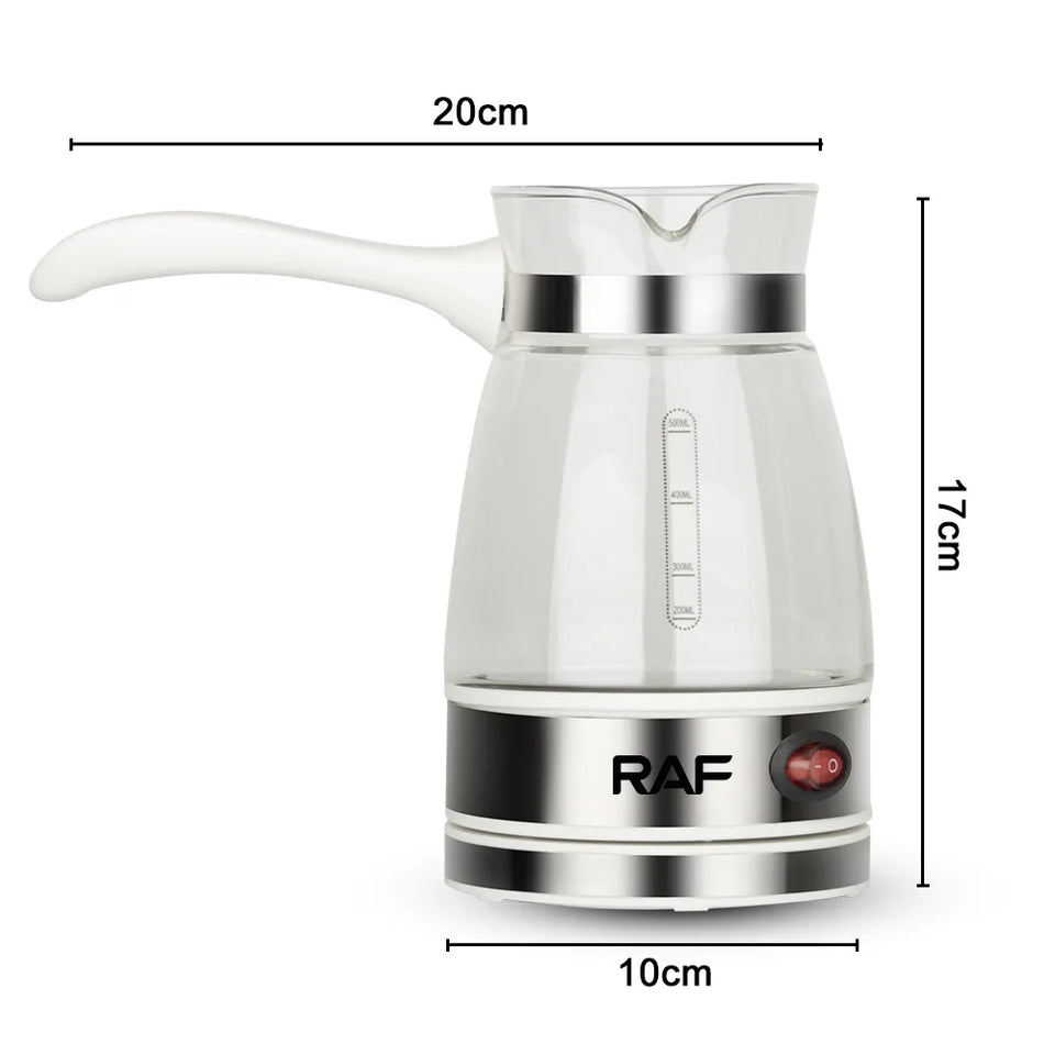 Electric Coffee Maker Glass Turkish Coffee Pot Italian Mocha Tea Milk Heating Machine Portable for Household Office 5-6 Cups