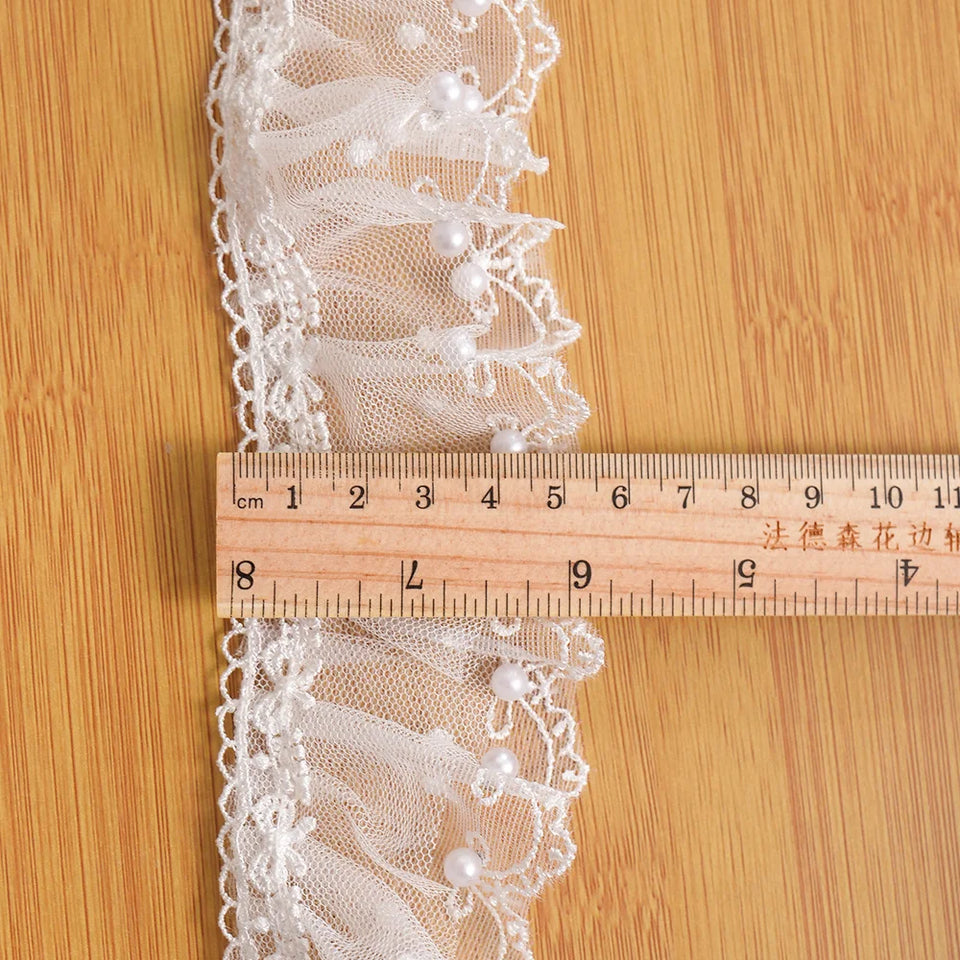 6CM Wide Modern Pleated Mesh Yarn Lace Trim Ribbon Dress Hair Accessories Boots Bag Pet DIY Crafts Supplies Decoration Fabric