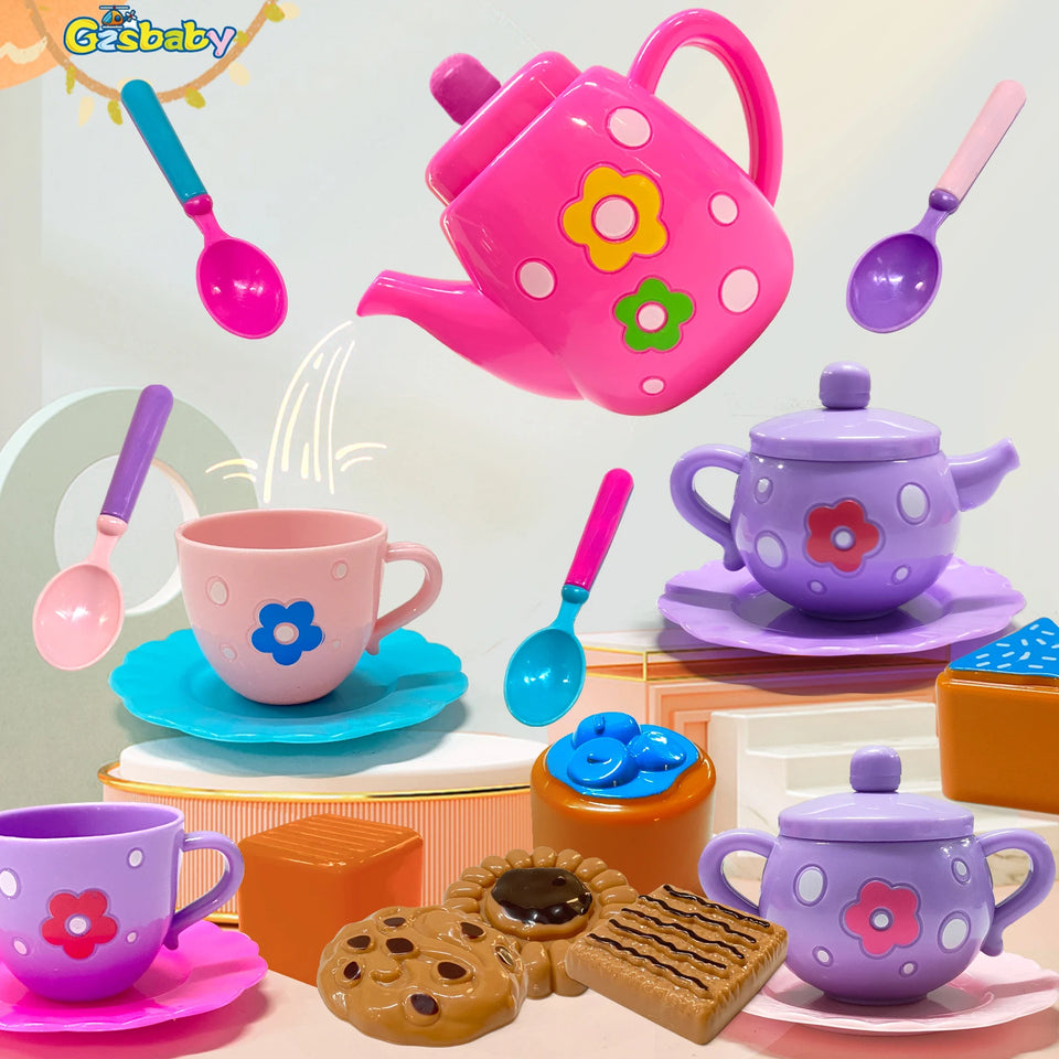 Tea Set For Little Girls, Tea Party Set, Tea Set For Toddlers Including Kettle, Cookies, Kids Play Food, Tea Party Accessories T