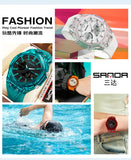 SANDA Top New 6283 Dual Display Multifunctional Student Electronic Watch Alarm Clock Night Light Waterproof Sports Student Watch