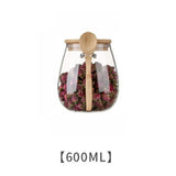 1pack 350/600/1000ml Airtight Glass Jar Storage Container with Bamboo Lid Food Storage Pots For Coffee Beans Tea Dried Grains
