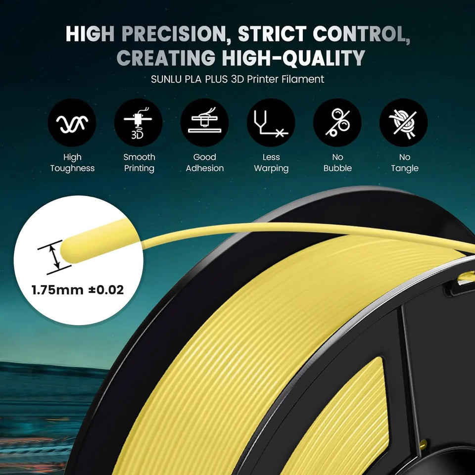 SUNLU Pla Plus 3D Filament 1.75mm Good Toughness Multicolor Neatly Wound PLA+ Filaments for FDM 3D Printing Materials 5KG